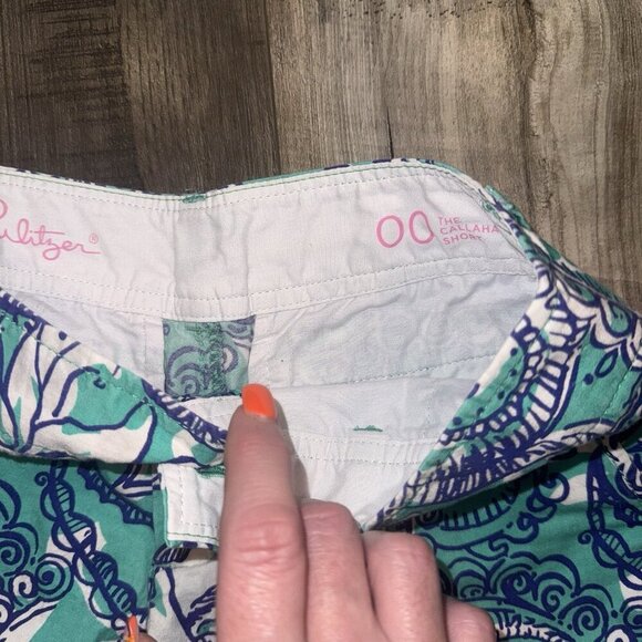 Lilly Pulitzer Shorts Womens 00 Callahan Seafoam Green Montauk Preppy Beach - Picture 8 of 8